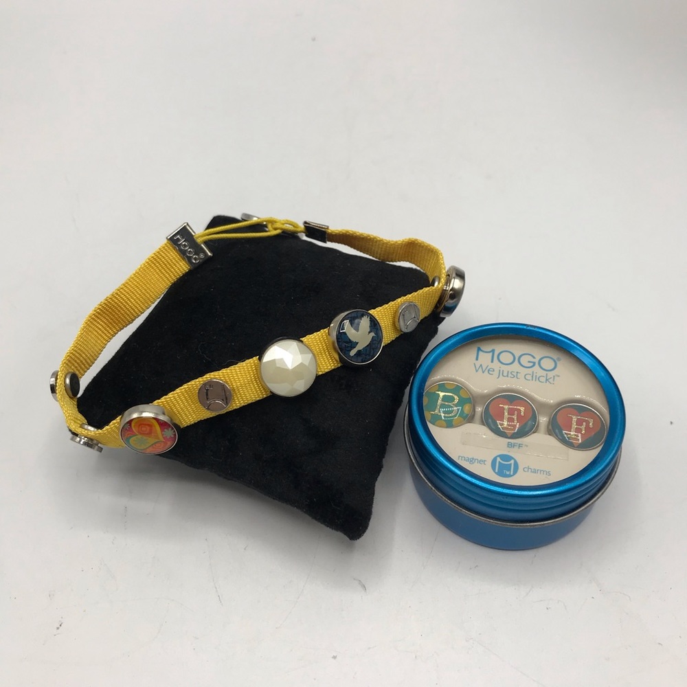 MOGO 8" MAGNETIC  Yellow Bracelet With 4 CHARMS  Plus BFF Charm In Box